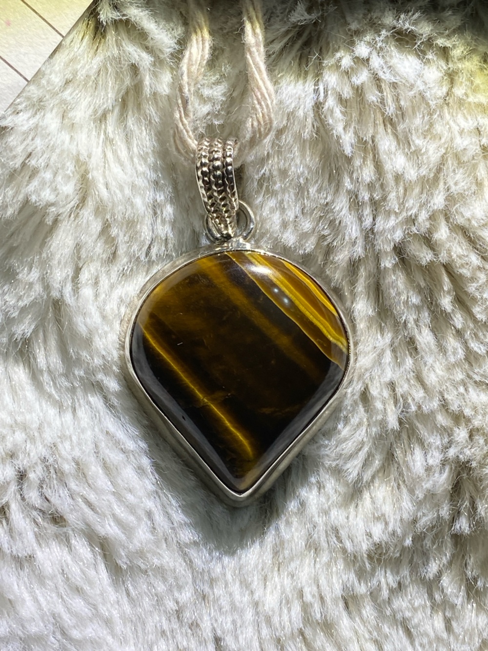 Teardrop Tiger's Eye Pendant in Sterling Setting - Brown/Gold